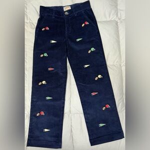 The Beaufort Bonnet Co navy corduroy slacks with football embroidery sz 7